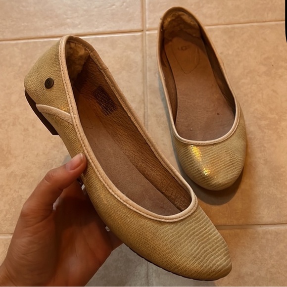 UGG Women's Gold Textured Flats - Picture 2 of 2